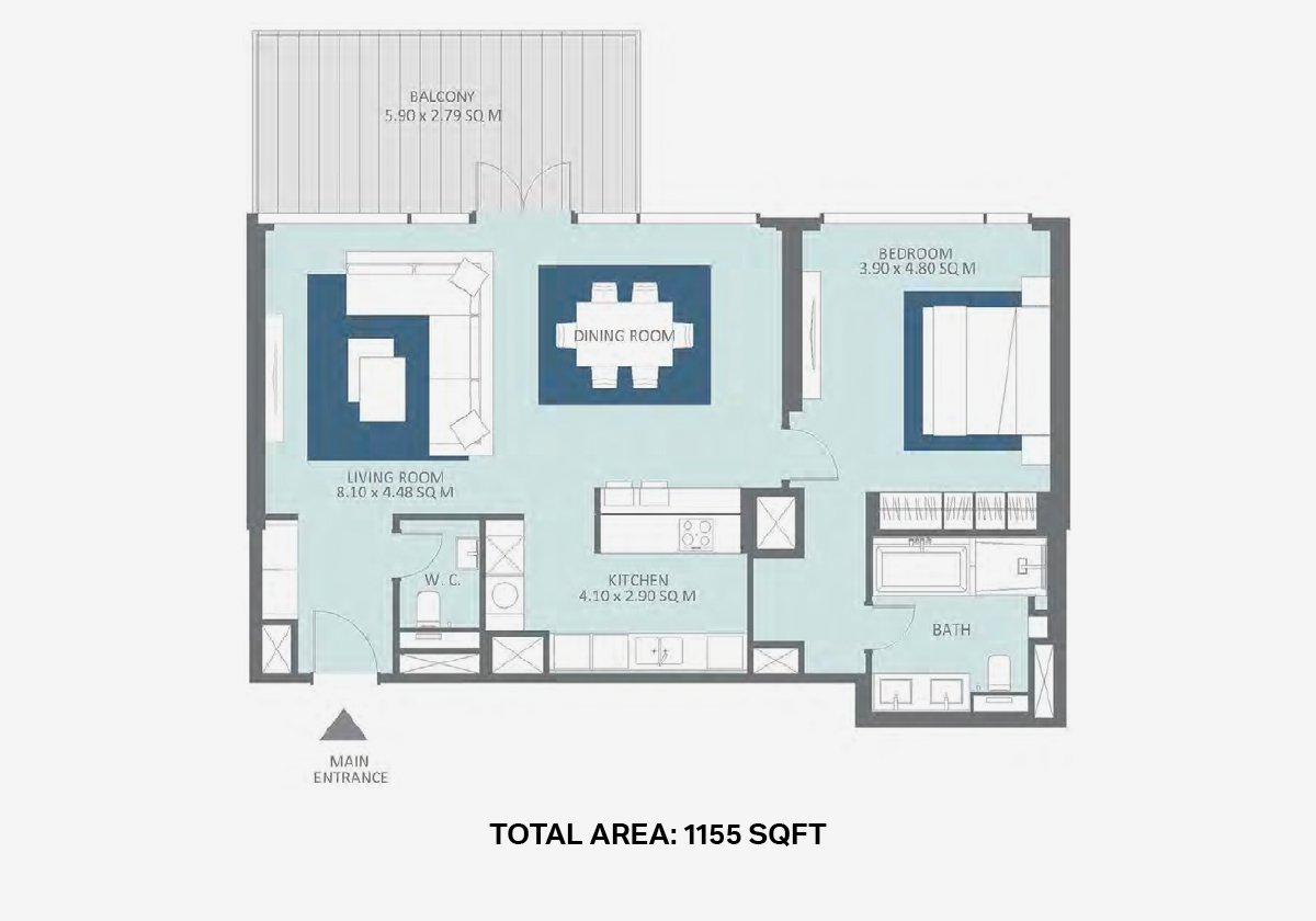 Bluewaters Residences floor plan — Plan 1