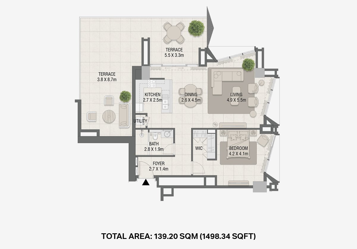 Design Quarter at d3 floor plan — 1 BR
