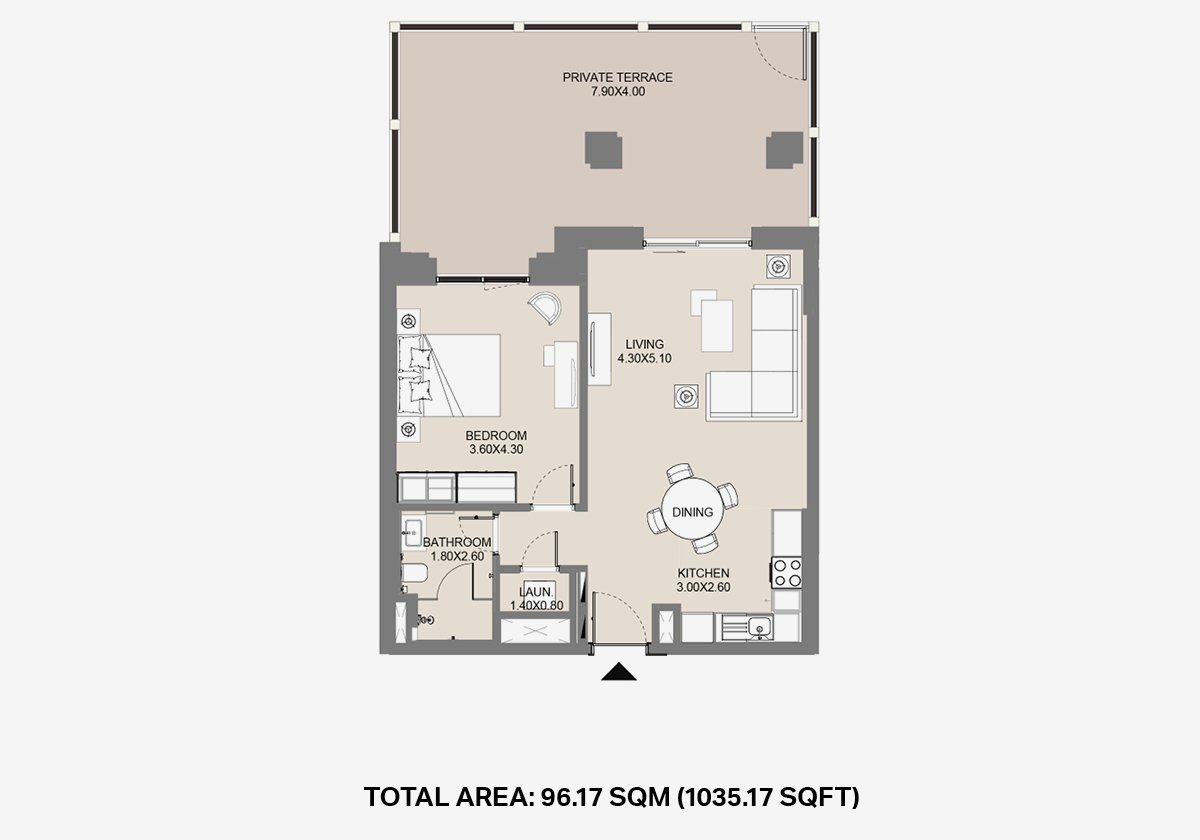MJL Residences floor plan — 1 BR