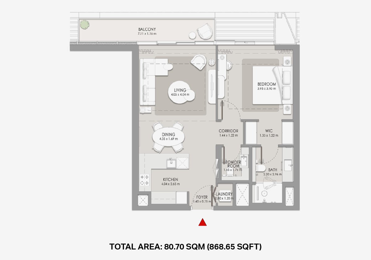 City Walk Crestlane floor plan — 1 BR