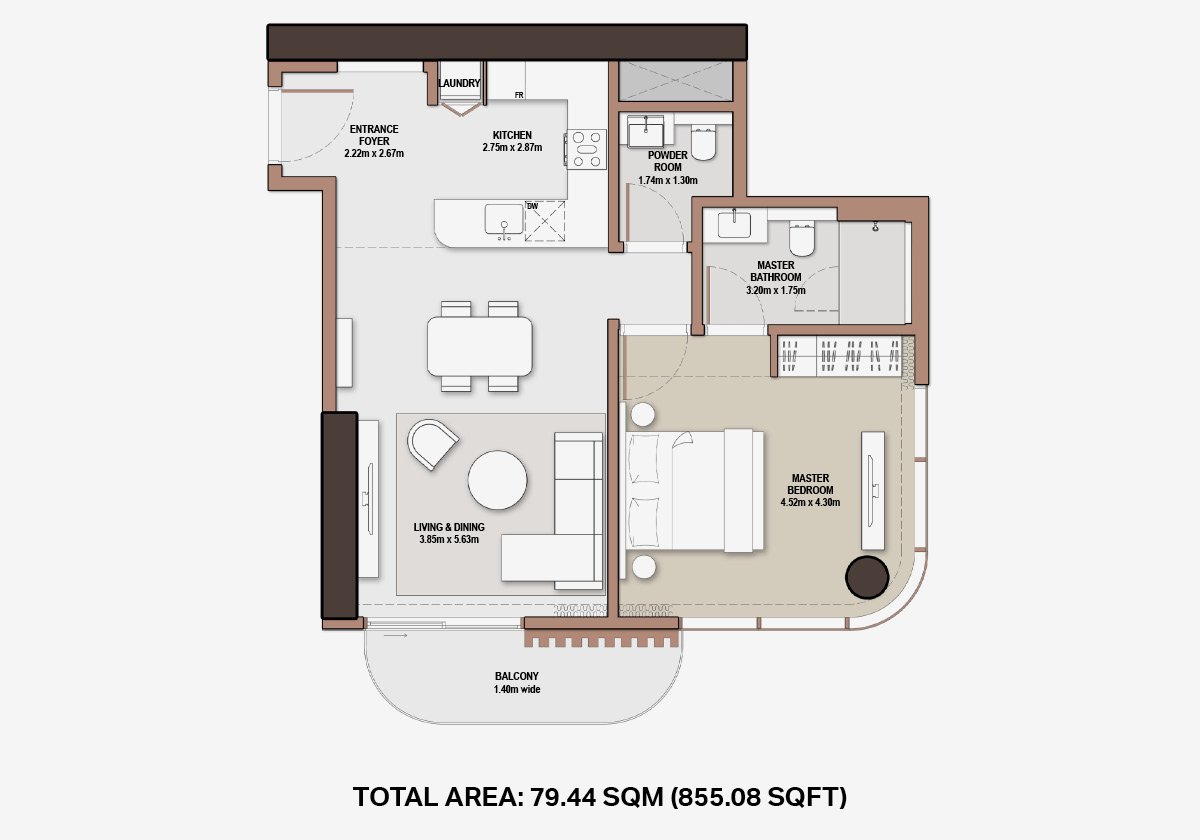 The Edit at d3 floor plan — 1 BR